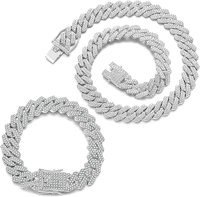 Chaîne à maillons cubains pour hommes john vircious, collier et bracelet en argent