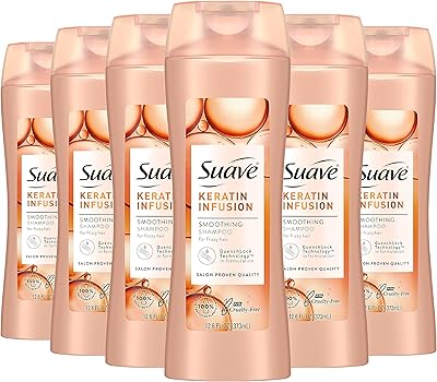 Shampooing lissant à infusion de kératine suave professionals, 357 ml, (paquet de 6)