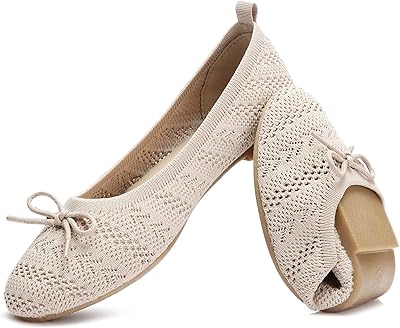 Chaussures plates confortables pour femmes, noir et beige, maille en dentelle au crochet