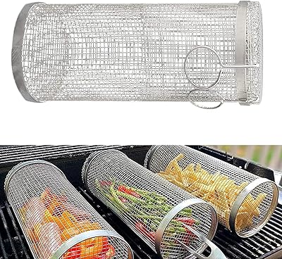 Panier de barbecue rotatif, panier absolument barbecue, panier de barbecue cylindrique en acier