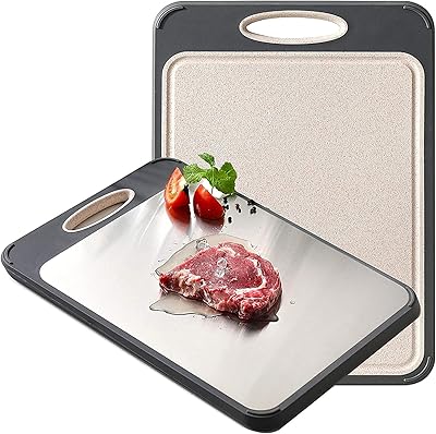 Planche à découper double face de cuisine, planche à découper en acier inoxydable