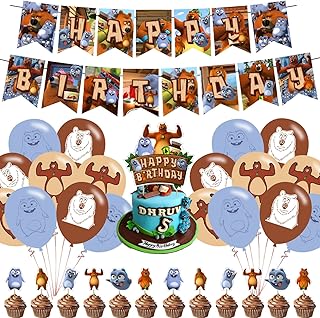 Décorations de fête d'anniversaire grizzy et les lemmings, kit de fournitures de fête