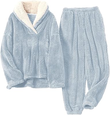 Ensemble pyjama d'hiver en polaire moelleuse pour femme, haut et pantalon surdimensionnés, vêtements