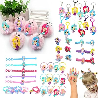 Am anna cadeaux de fête sirène fournitures d'anniversaire pour filles garçons, bracelet en silicone sirène porte-clés anneau épingle à cheveux sac cadeau cadeau enfant fille garçon fournitures de fête d'anniversaire sirène (cadeaux de fête sirène). Gagnez du temps et de l'argent avec Diaytar