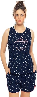 Ensemble chemise de nuit en coton à imprimé étoiles pour femme composé d'un