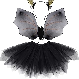 Ensemble de costumes de chauve-souris pour filles, 3 pièces, jupe tutu avec ailes