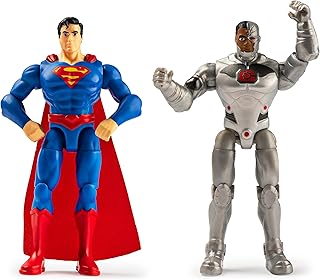 Dc comics, figurine 2 pièces superman et cyborg de 4 pouces avec 6