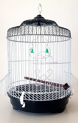 Cage à oiseaux en métal avec récipient à nourriture et bâton en plastique
