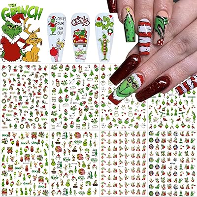 8 feuilles d'autocollants de nail art de noël, autocollants d'ongles auto-adhésifs 3d, fournitures