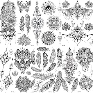 6 pièces/ensemble autocollants de tatouage temporaire au henné noir uniques pour adultes femmes