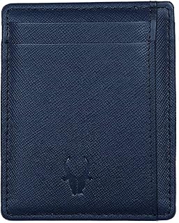 Porte-cartes en cuir pour hommes wildhorn (wh1252), bleu saffiano, vintage