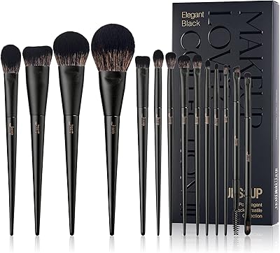Ensemble de pinceaux de maquillage jessup 14 pièces pinceaux kabuki noirs pour fond