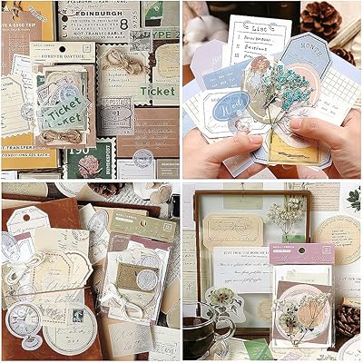 Autocollants de scrapbooking vintage, 120 pièces d'autocollants vintage, papier de scrapbooking vintage pour journal intime, artisanat, journaux, planificateurs, fournitures de scrapbooking. Diaytar : Parce que bien acheter, c'est économiser