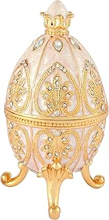 Boîte à bibelots fiorida avec œuf de fabergé blanc, boîte à bijoux classique