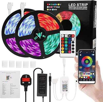 Bande lumineuse led aminac kit de bande d'éclairage spatial rvb de 328 pieds