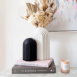 Ensemble de vases artistiques noir et blanc, vase moderne pour fleurs, vase à