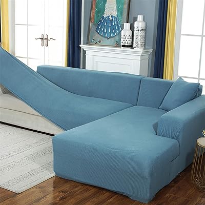 Housse de canapé sectionnel en forme de l en tissu extensible dabaize