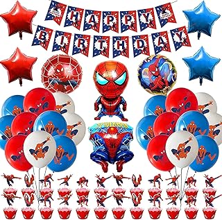 Décorations d'anniversaire highland spiderman - bannière de ballons spiderman pour décorations de gâteaux