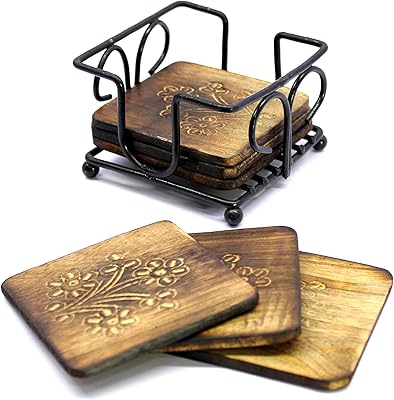 Ensemble de sous-verres en bois stonecraft pour thé et café / ensemble