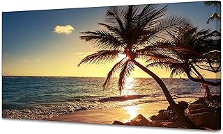 Moluna s04950 décoration murale grande toile imprimée coucher de soleil plage océan vagues 1 panneau art paysage cocotier peinture moderne pour décoration de bureau à domicile tendue et encadrée prête à accrocher. Diaytar Sénégal : L'e-commerce qui vous ressemble