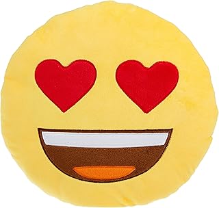 Coussin emoji avec motif cœur - jaune, 33 cm