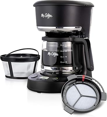 Cafetière programmable mr. coffee avec arrêt automatique et carafe en verre, 5 tasses