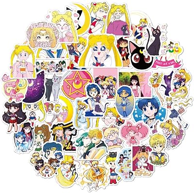 Autocollants pour bouteille d'eau sailor moon, autocollants imperméables classiques d'anime japonais pour ordinateur