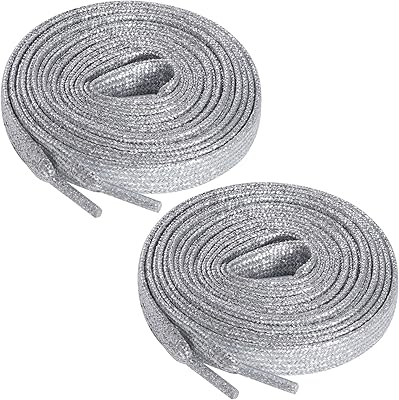 2 paires de lacets plats brillants de 47 pouces pour baskets, chaussures
