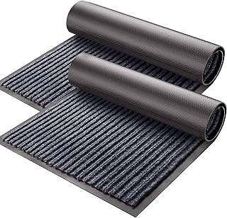 Mixde lot de 2 paillassons d'extérieur et d'intérieur imperméables antidérapants en caoutchouc durable