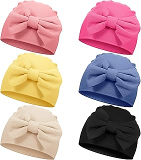 6 pièces bonnet en coton doux pour nouveau-né avec nœud mignon pour bébé