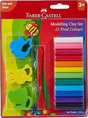 Pâte à modeler faber-castell 150 g, 12 couleurs x 12,5 g + moules