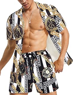Costume de chemise hawaïenne de luxe décontracté boutonné sur le devant à manches