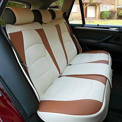Fh group housse de siège arrière de voiture en simili cuir beige et marron. Commandez malin, vivez mieux avec Diaytar