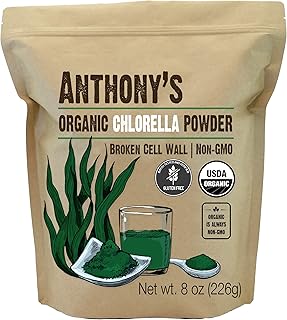 Poudre de chlorelle biologique anthony's, 8 oz, sans ogm, sans gluten, paroi cellulaire