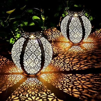 Lanternes solaires extérieures imperméables, 2 pièces lampes solaires pour la décoration de jardin