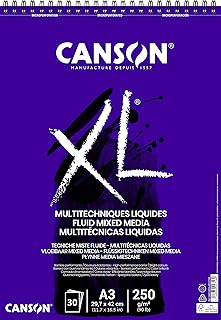 Papier tissé canson a3 xl, 300 g/m2, grain moyen, carton spiralé côté court