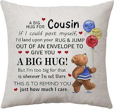 Taie d'oreiller cadeau drôle pour cousin pour cousin taies câlin longue distance