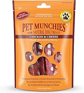 Gâteries naturelles pour chiens à saveur de poulet et de fromage pet munchies