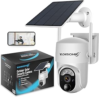 Caméra de sécurité solaire extérieure edisonik, caméras de surveillance wifi sans fil à