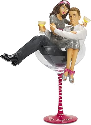 73740 "happy engagement couple " ensemble de couverts en verre à champagne