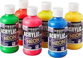 Peinture acrylique néon sargent arts, ensemble de 6 couleurs néon x 8 fl