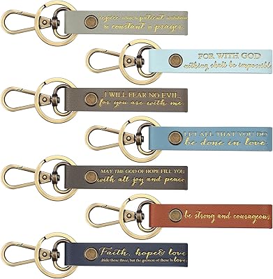 7 pièces porte-clés citation de la bible chrétienne porte-clés en cuir pu cadeau