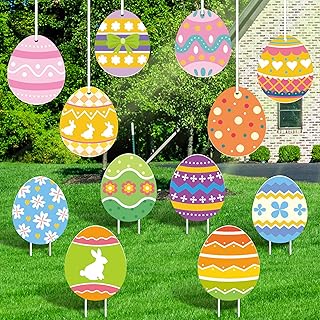 Grands panneaux d'œufs de pâques ornement de pâques à suspendre pour jardin