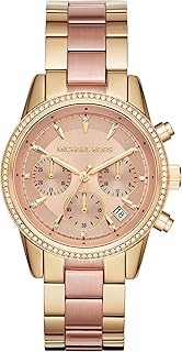 Montre ritz michael kors pour femme, taille du boîtier 37 mm, mouvement chronographe