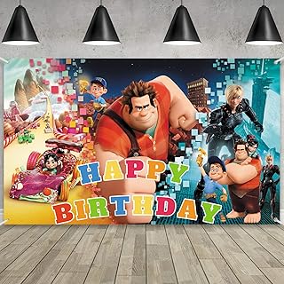 5x3ft décorations de fête wreck-it ralph toile de fond ralph 2 bannière joyeux