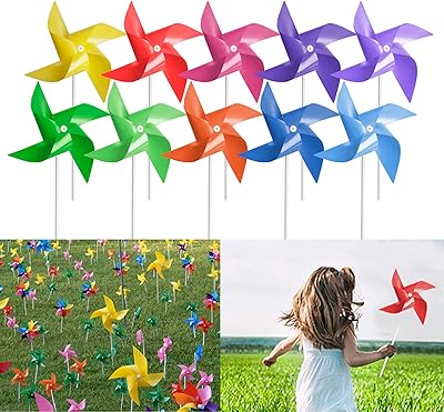 Toussint 100 pièces de roues à épingles, 10 couleurs mélangées, moulin à vent
