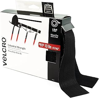 Ruban velcro robuste | 15' x 2" peut contenir 10 lb noir rouleau