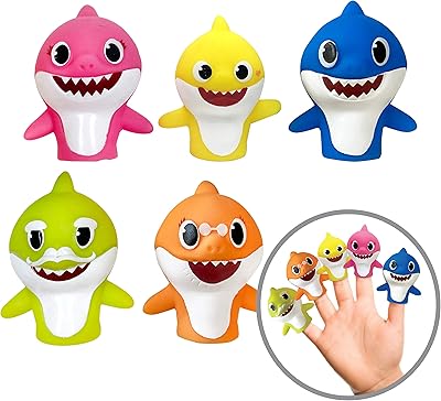 Ensemble de 5 marionnettes à doigts nickeledon baby shark - cadeaux de fête