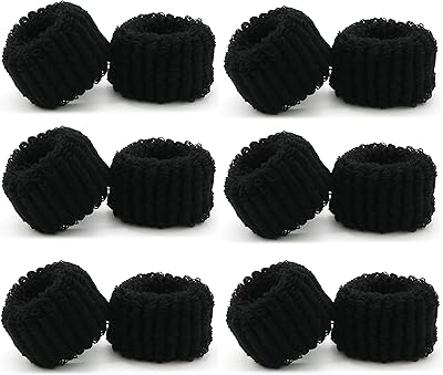 (12 pièces noir) - grands élastiques à cheveux en coton éponge doux et épais pour queue de cheval, noir (12 pièces noir). La marketplace qui fait du bien à votre budget : Diaytar