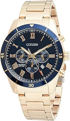 Montre à quartz pour homme avec affichage chronographe et bracelet en acier inoxydable